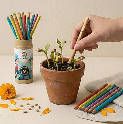 Stationary kit| Colouring mini seed pencils | Set of 9 | Ecofriendly Stationary kit| Colouring mini seed pencils | Set of 9 | Ecofriendly