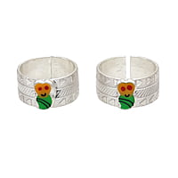 Silver Toe Rings, Metti with Enamel