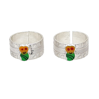 Silver Toe Rings, Metti with Enamel