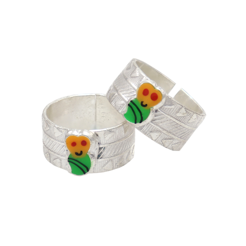 Silver Toe Rings, Metti with Enamel