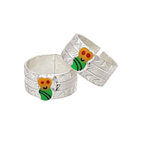 Silver Toe Rings, Metti with Enamel