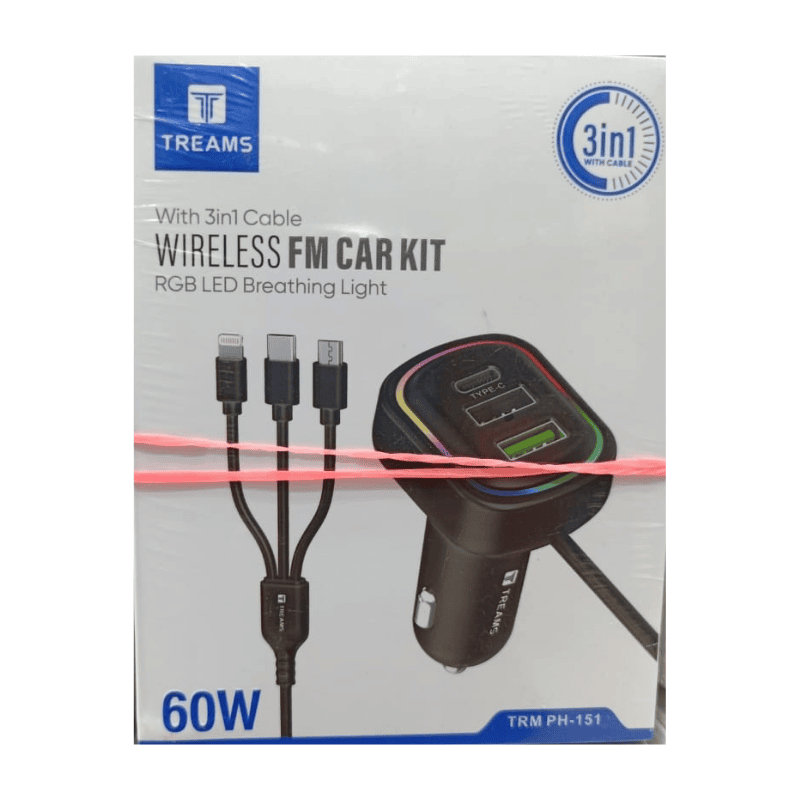 Treams TRM PH 151 FM Car Kit Bluetooth FM Transmitter with USB Charging