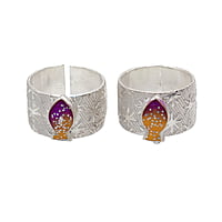 Silver Toe Ring, Metti with Enamel Fish Design