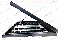 Wide clamshell MS GI outdoor LED cabinet 1920 x 1280 mm, front service, 140 mm deep – Lumina