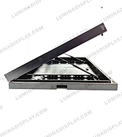 Front-opening clamshell MS GI outdoor LED cabinet 1600 x 960 mm, 140 mm deep – Lumina