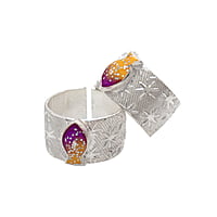 Silver Toe Ring, Metti with Enamel Fish Design