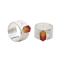 Silver Toe Ring, Metti with Red Enamel