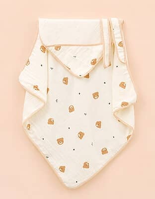 Crinkled Muslin Hooded Blanket (85x85 cm) – Assorted Designs