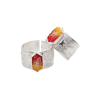 Silver Toe Ring, Metti with Red Enamel Silver Toe Ring, Metti with Red Enamel