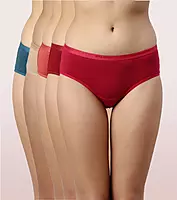 ENAMOR The Branded Stretch C Hipster Panty, Antimicrobial And Stain Release Finish, Cotton Spandex CR02 MULTI COLOUR L
