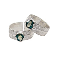 Silver Toe Ring, Metti with Enamel Green