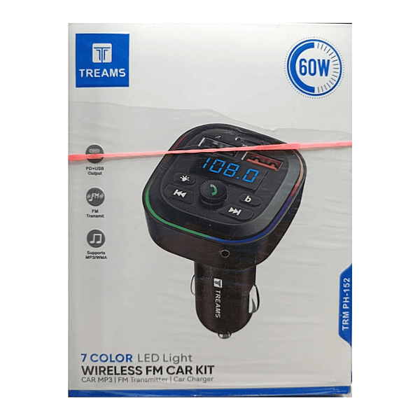 Treams TRM PH 152 FM Car Kit Bluetooth FM Transmitter with USB Charging and Hands-Free Calling