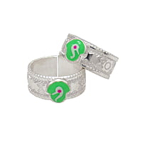 Silver Toe Ring, Metti with Green Enamel