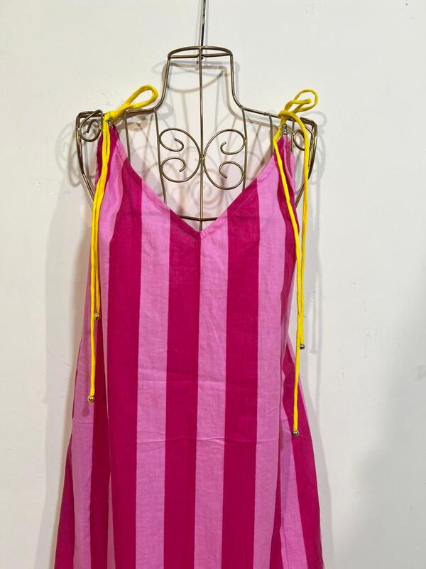 Anika's Free-Size Strappy Dress - Pink & Pink Stripes