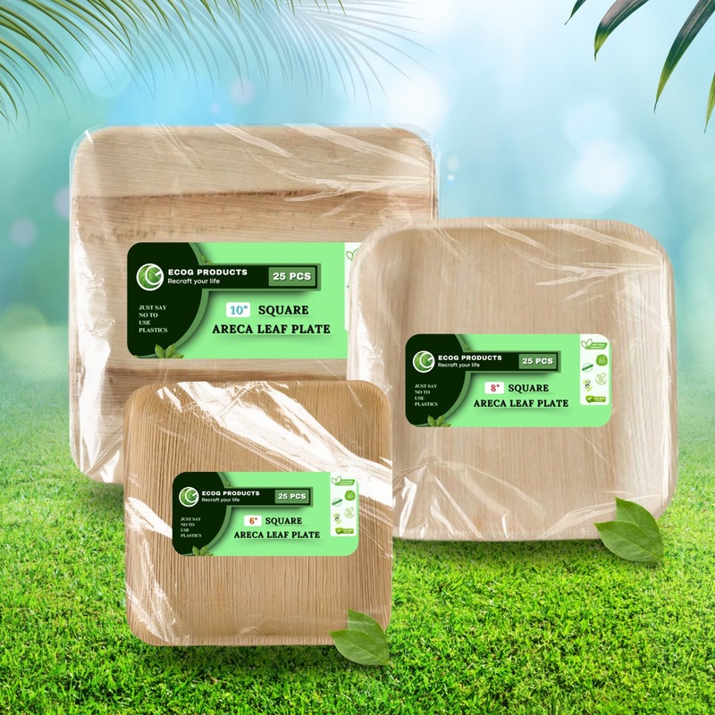 Square Areca Plate 10Pcs Square Areca Plate 10Pcs