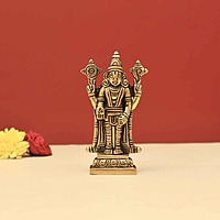 Brass Tirupathi Balaji Idol - 4 inch Height | Divine Brass Idol of Lord Tirupathi Balaji for Spiritual Adornment