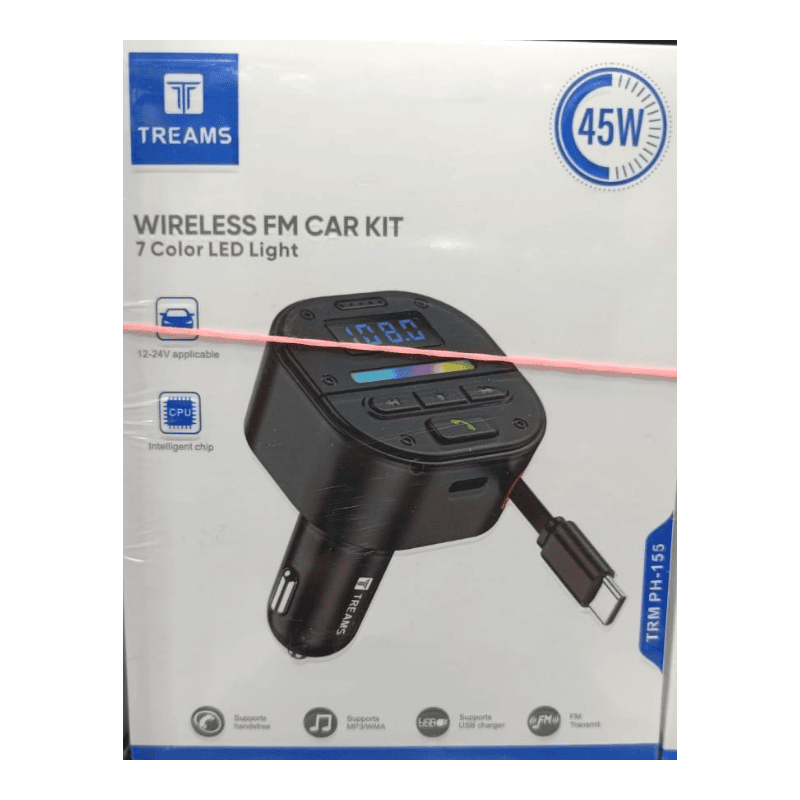Treams TRM PH 155 FM Car Kit Bluetooth FM Transmitter with USB Charging and Hands-Free Calling