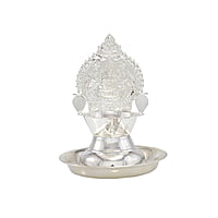 Silver Plate with Kamakshi Diya Villakku Set