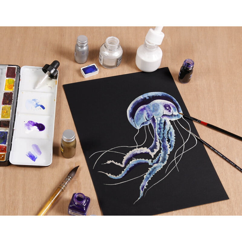 CLAIREFONTAINE ETIVAL BLACK WATERCOLOR PAPER PAD, 100% CELLULOSE, 300GSM, 15 SHEETS CLAIREFONTAINE ETIVAL BLACK WATERCOLOR PAPER PAD, 100% CELLULOSE, 300GSM, 15 SHEETS