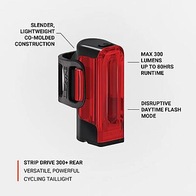 Lezyne Strip Drive 300+ Rear Light - Black