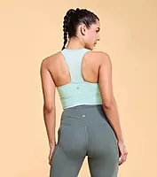 Enamor  Basic Workout Sports Bra Medium Impact Dry Fit Longline Basic Sports Bra A202 Surf Spray M