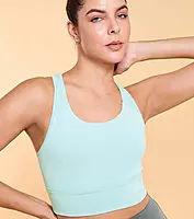 Enamor  Basic Workout Sports Bra Medium Impact Dry Fit Longline Basic Sports Bra A202 Surf Spray M