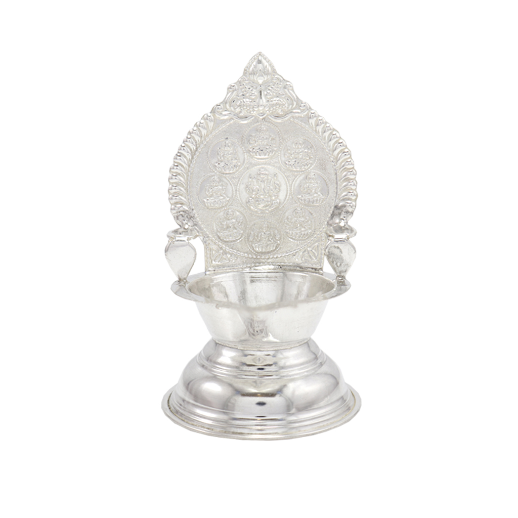 Sterling Silver Astalakshmi Diya, Deepa, Lamp/Vilakku(40gram