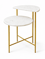 Metallica Sofa End Table in White Marble Top
