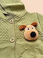 Knitted Hooded Cardigan- Olive Green | Full Sleeves