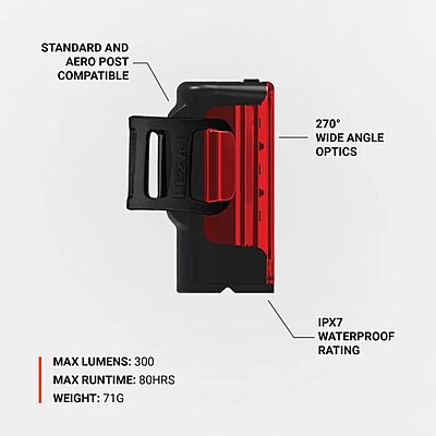 Lezyne Strip Drive 300+ Rear Light - Black