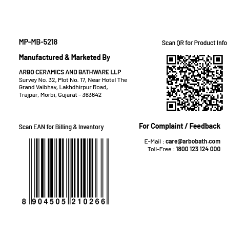 MP-MB-5218 Metropole Forged Brass WC Flush Valve 40mm (1.5" Inch) With Exposed Shut Off Provision & Square Plate (Matt Black)