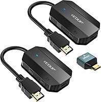 HDMI Wireless Transmitter & Receiver 1080P, Designed for Laptop, PC, Plug and Play, Support 2.4GHz and 5 GHz for Streaming Video/Audio from Laptop, PC to HDTV/Projector/Monitor. Model : 1RX+1TX.