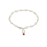 Silver Tied Artificial Pearl Bracelet