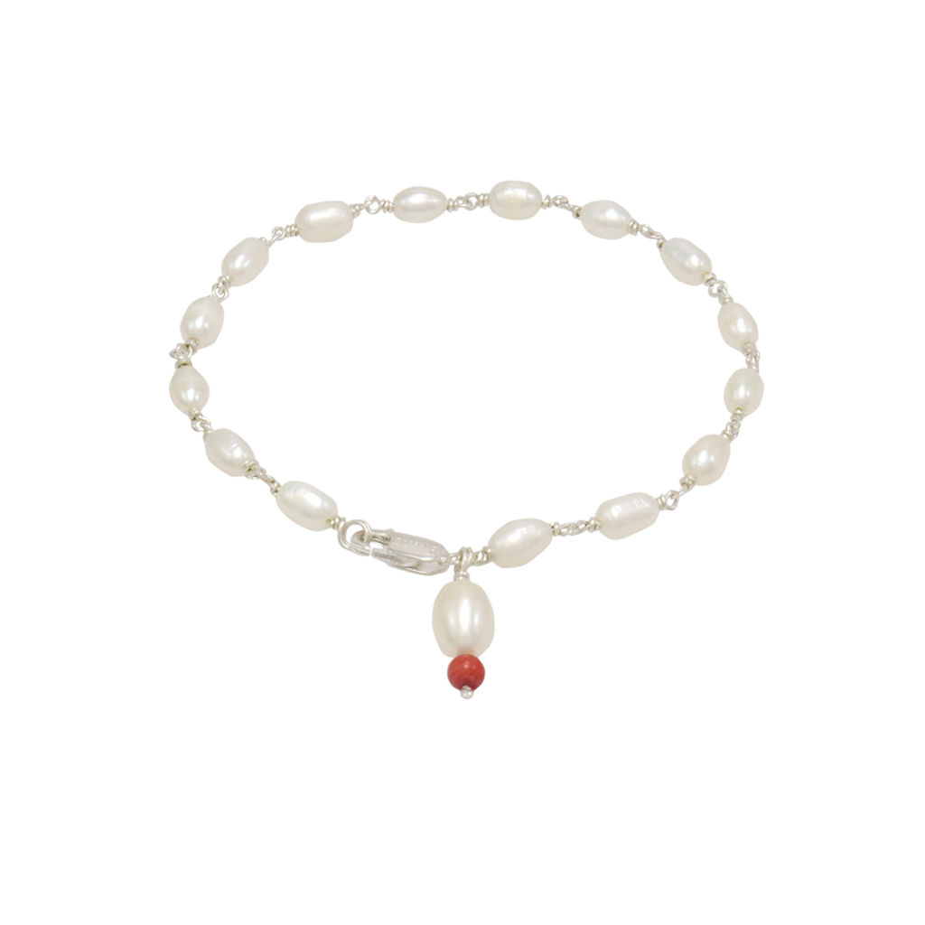 Silver Tied Artificial Pearl Bracelet