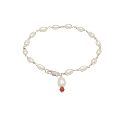 Silver Tied Artificial Pearl Bracelet
