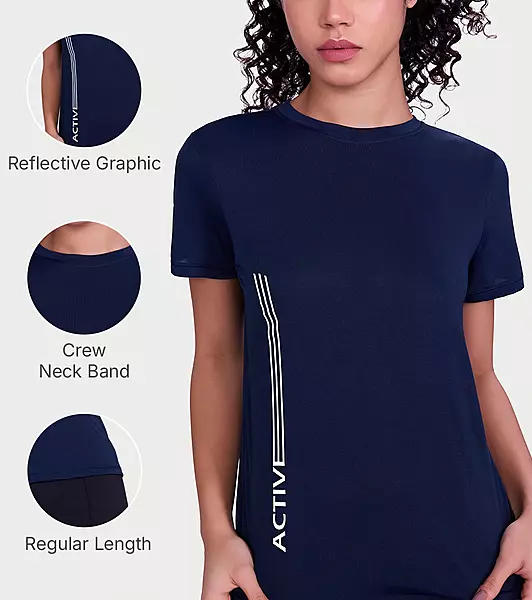 Enamor BASIC WORKOUT CREW TEE | DRY FIT CREW NECK ACTIVEWEAR TEE RELAXED FIT | REGULAR LENGTH A309 