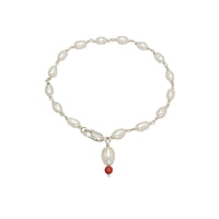 Silver Tied Artificial Pearl Bracelet