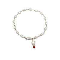 Silver Tied Artificial Pearl Bracelet