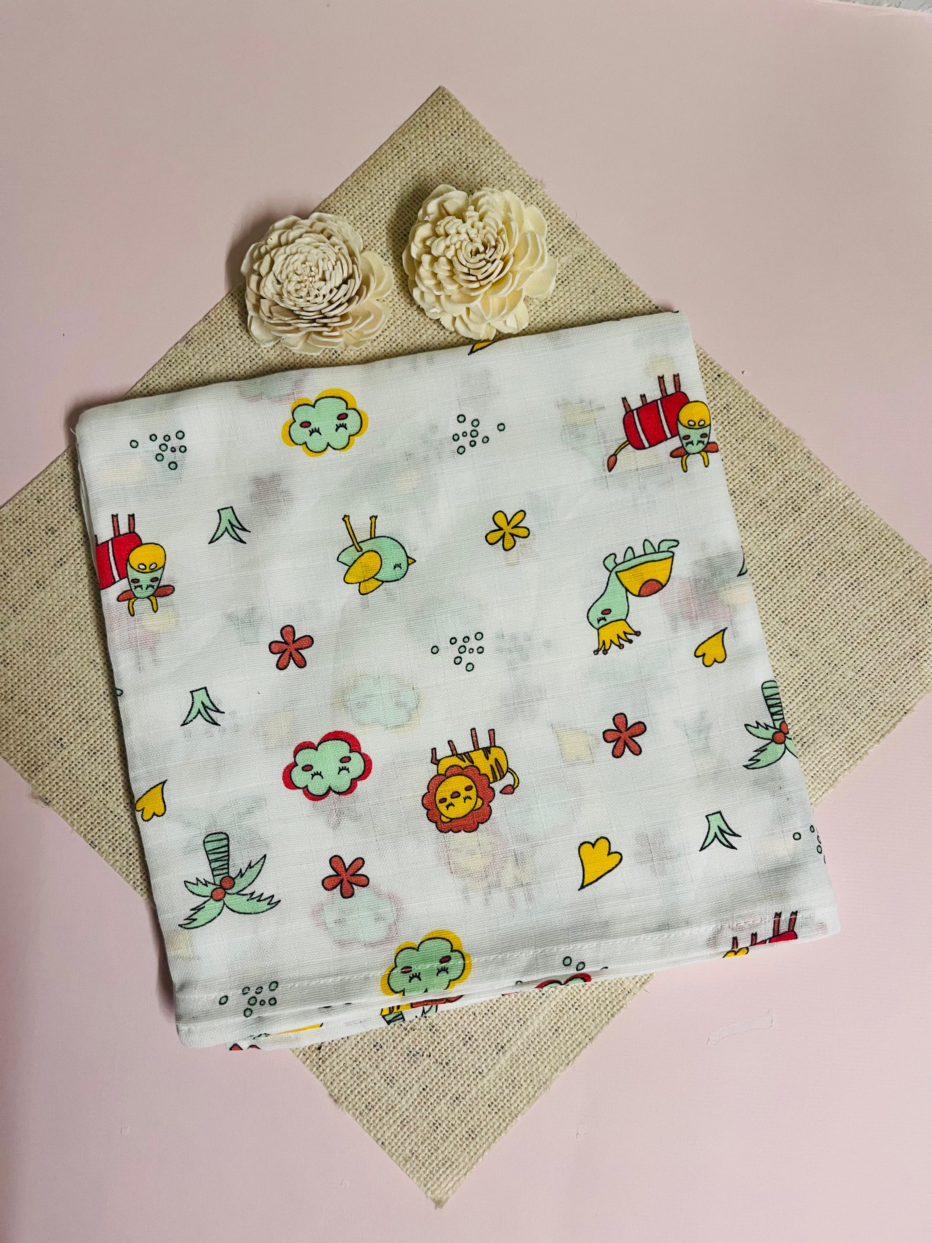 Muslin Swaddle Wrap - Assorted design (100*100cm) Muslin Swaddle Wrap - Assorted design (100*100cm)