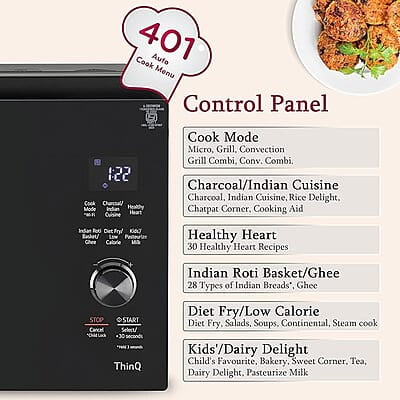 LG 32 L Scan to Cook Wi-Fi Enabled Charcoal Convection Healthy Microwave Oven (MJEN326PKW
