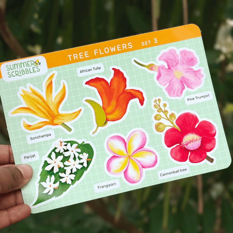 Tree Flowers Sticker Sheet – Set of 3 Sheets Featuring city tree flowers