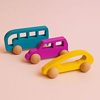 Wooden Vehicle Set - (Car, Bus, Jeep)