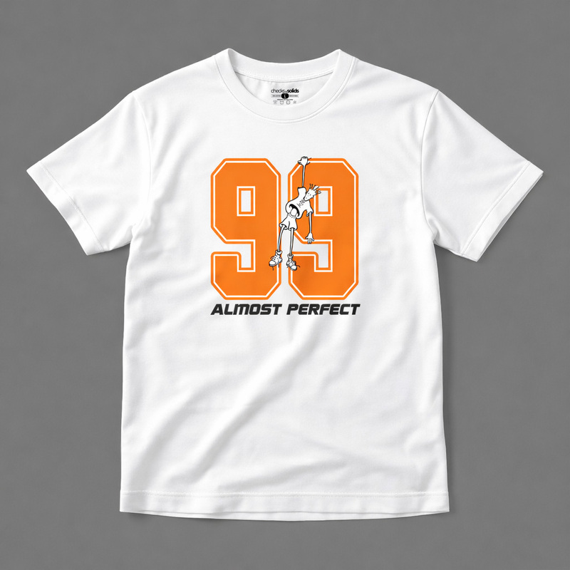99 Almost Perfect White Cotton Regular Fit T-Shirt