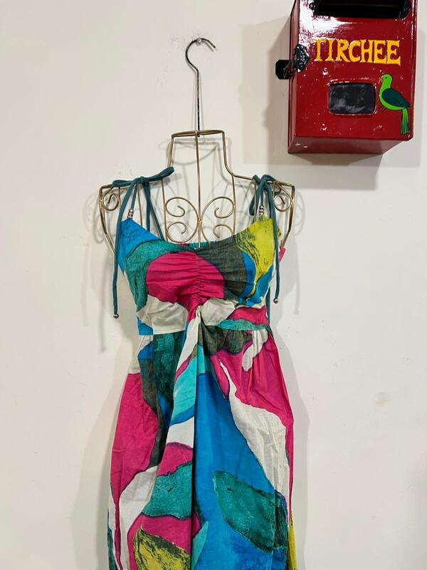 Fiza's Gentle Scrunch Tube Dress - Pink & Blue Hues