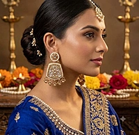 Royal Kundan & Pearl Statement Drop Earrings