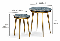 Balvin Metal End Table with Marble Brass Inlay Top