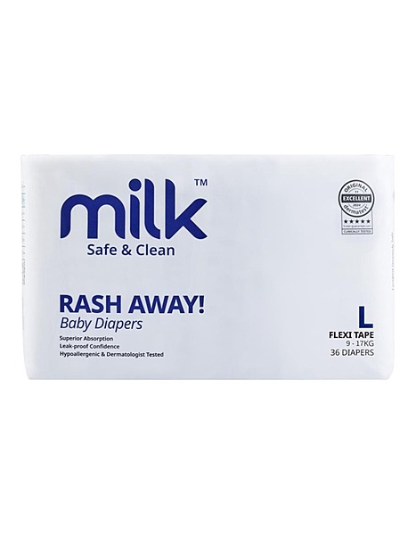 Milk Organic Baby Diaper - Medium - 9to 17kg - Tape/ Velcro