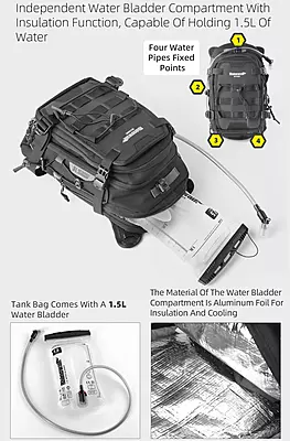 Rhinowalk 9L Motorcycle Mechanic Series Tank Bag - Hydration Bladder, Waterproof Gear Rhinowalk 9L Motorcycle Mechanic Series Tank Bag - Hydration Bladder, Waterproof Gear