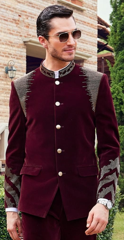 Classy Burgundy Velvet Jodhpuri