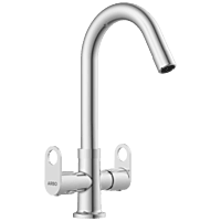 NE-1615 Center Hole Basin Mixer With Swinging Spout With Braided Hoses (Table Mounted Model)